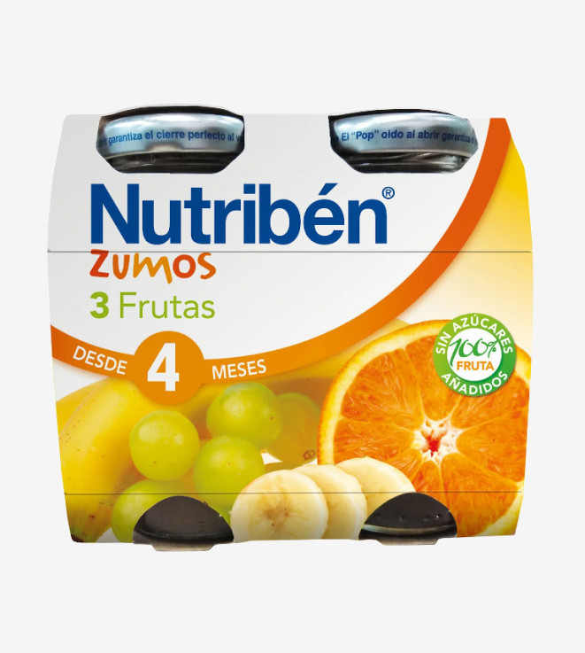 NUTRIBEN ZUMO 3 FRUTAS 130 ML 2 U